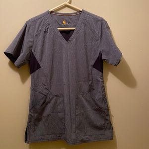 Carhartt Force Women’s Gray Multi Pocket V Neck Scrub Top Size Extra Small